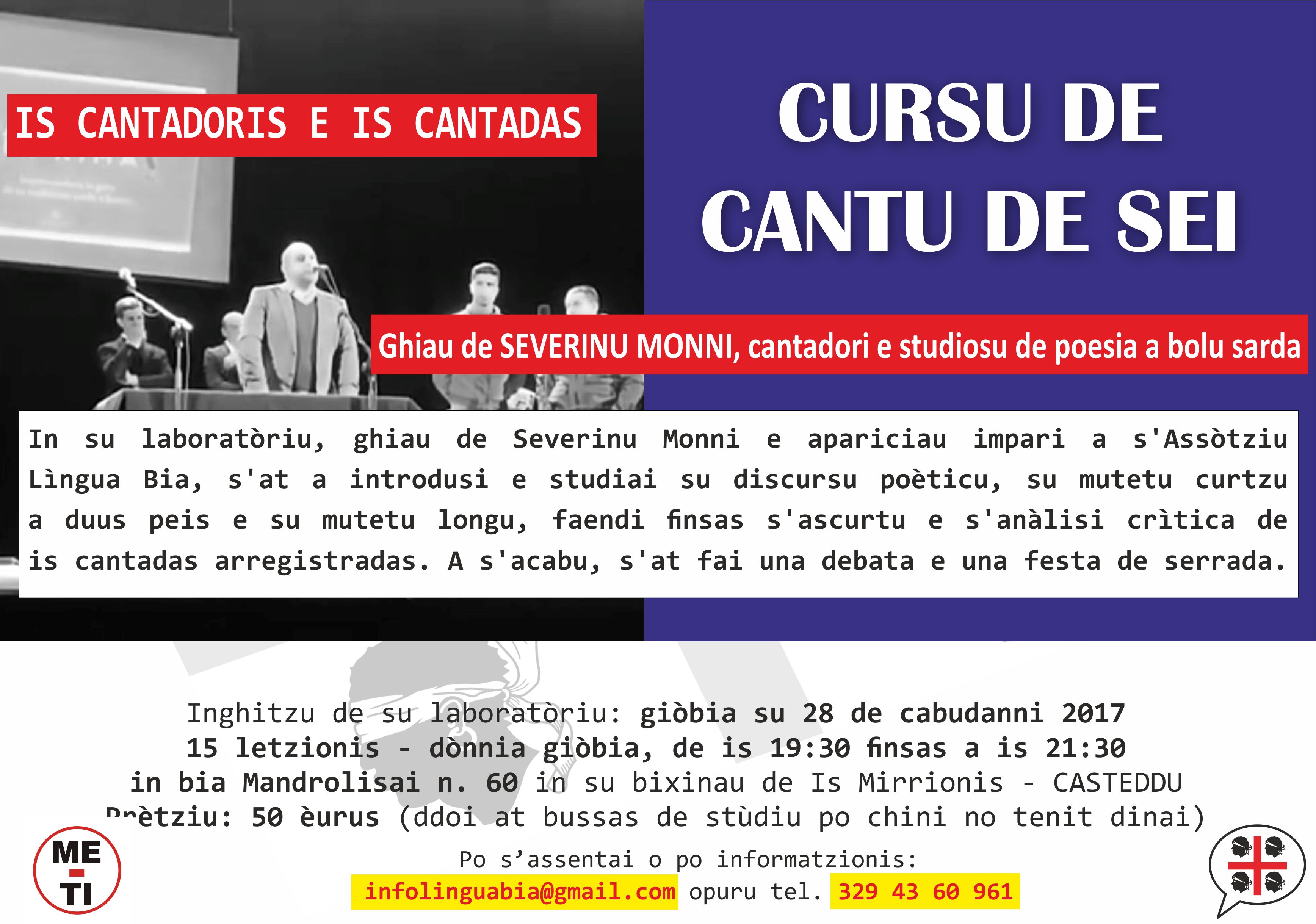 Parte giovedì 28 settembre il corso di poesia estemporanea di Cagliari