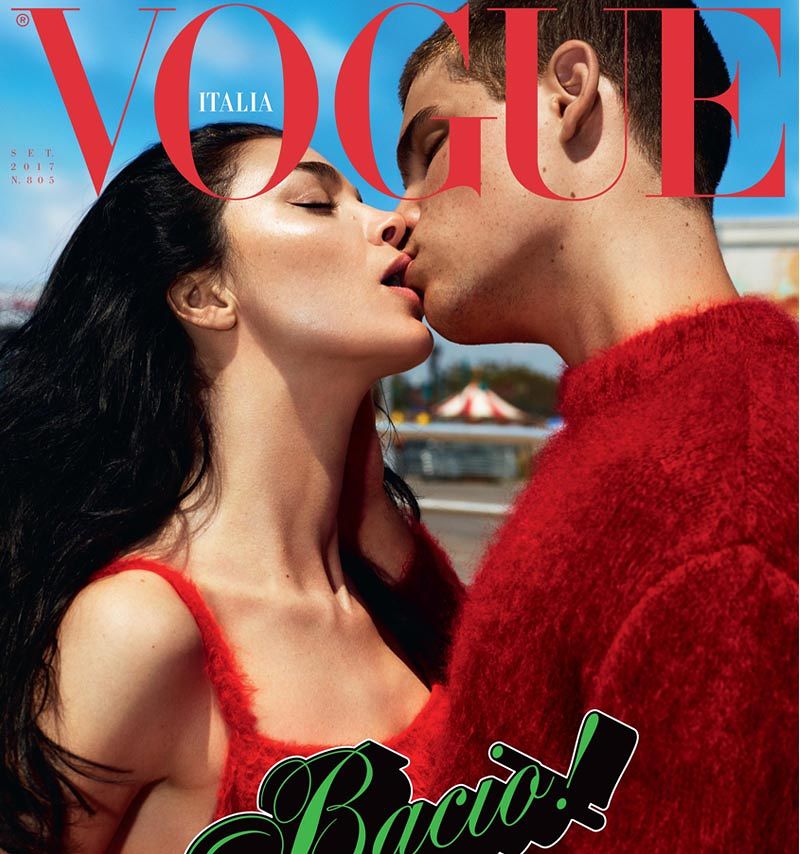 Sulla copertina di Vogue il bacio del cagliaritano Federico Spinas