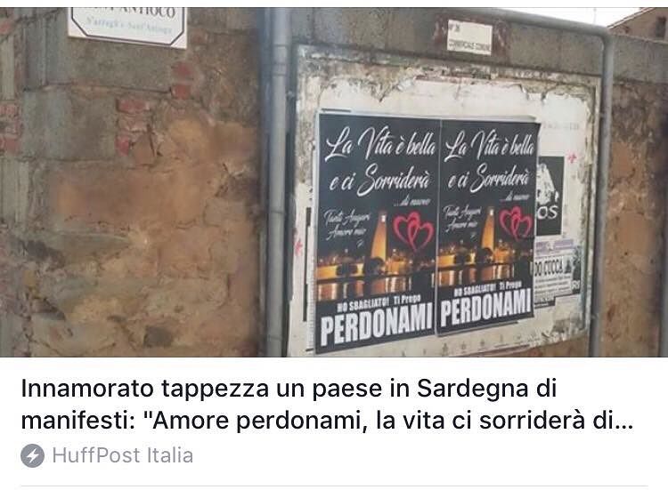 “Perdonami”, l’innamorato respinto tappezza con manifesti Villamassargia e finisce alla ribalta nazionale
