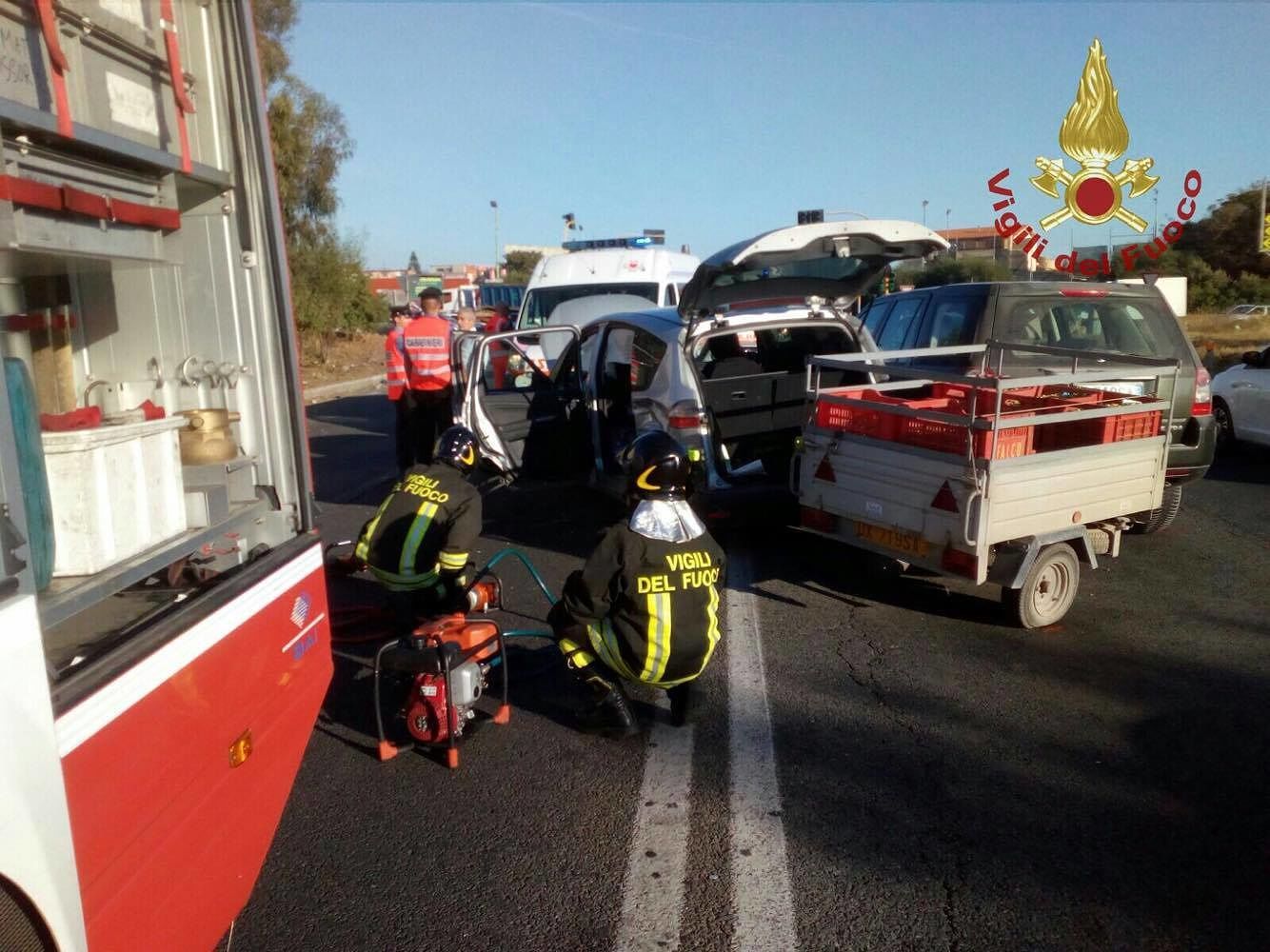 Incidente stradale tra Settimo e Selargius: coinvolte due auto