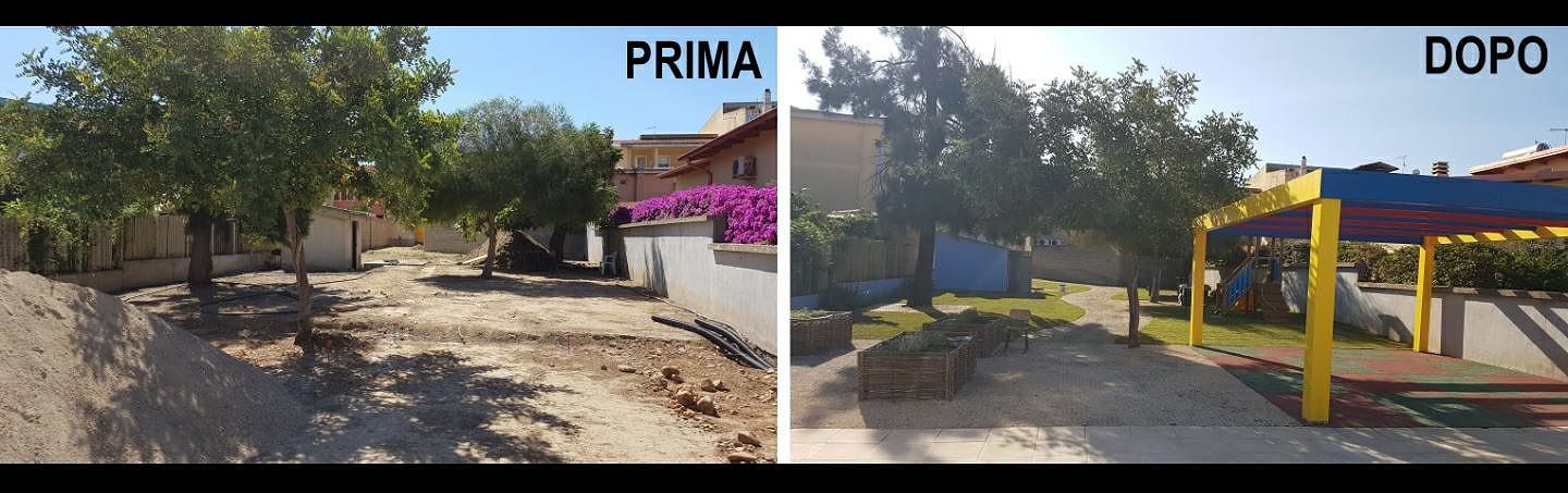Assemini, svolta nelle scuole: giardini ripuliti, ecco il prima e il dopo
