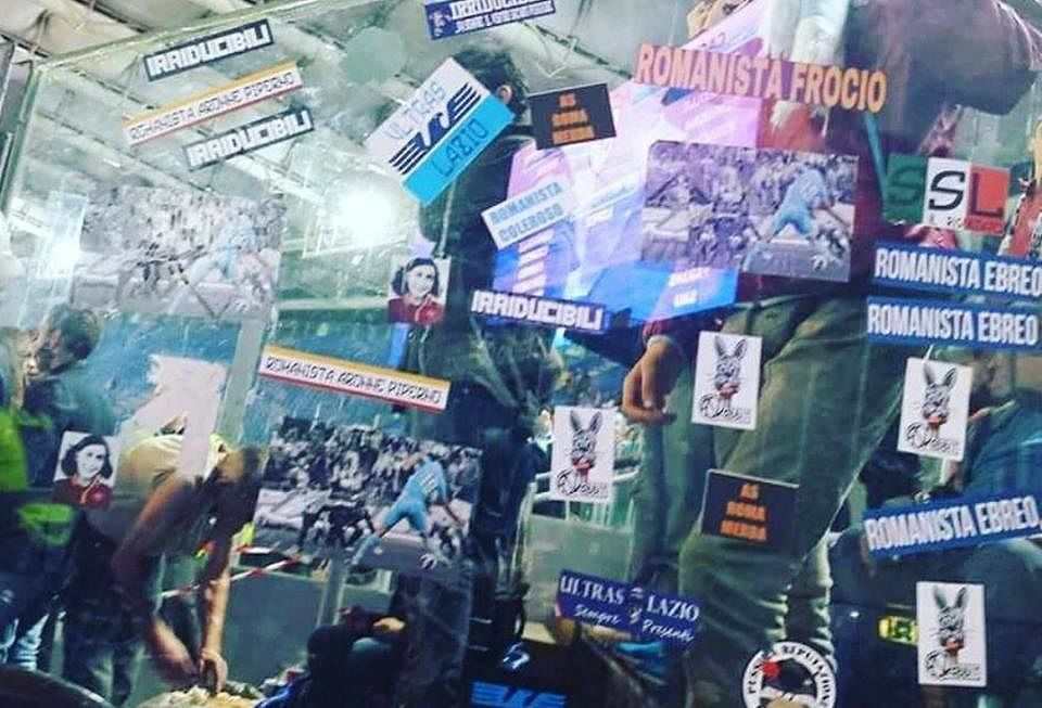Lazio-Cagliari, scritte antisemite e il fotomontaggio di Anna Frank con la maglia della Roma