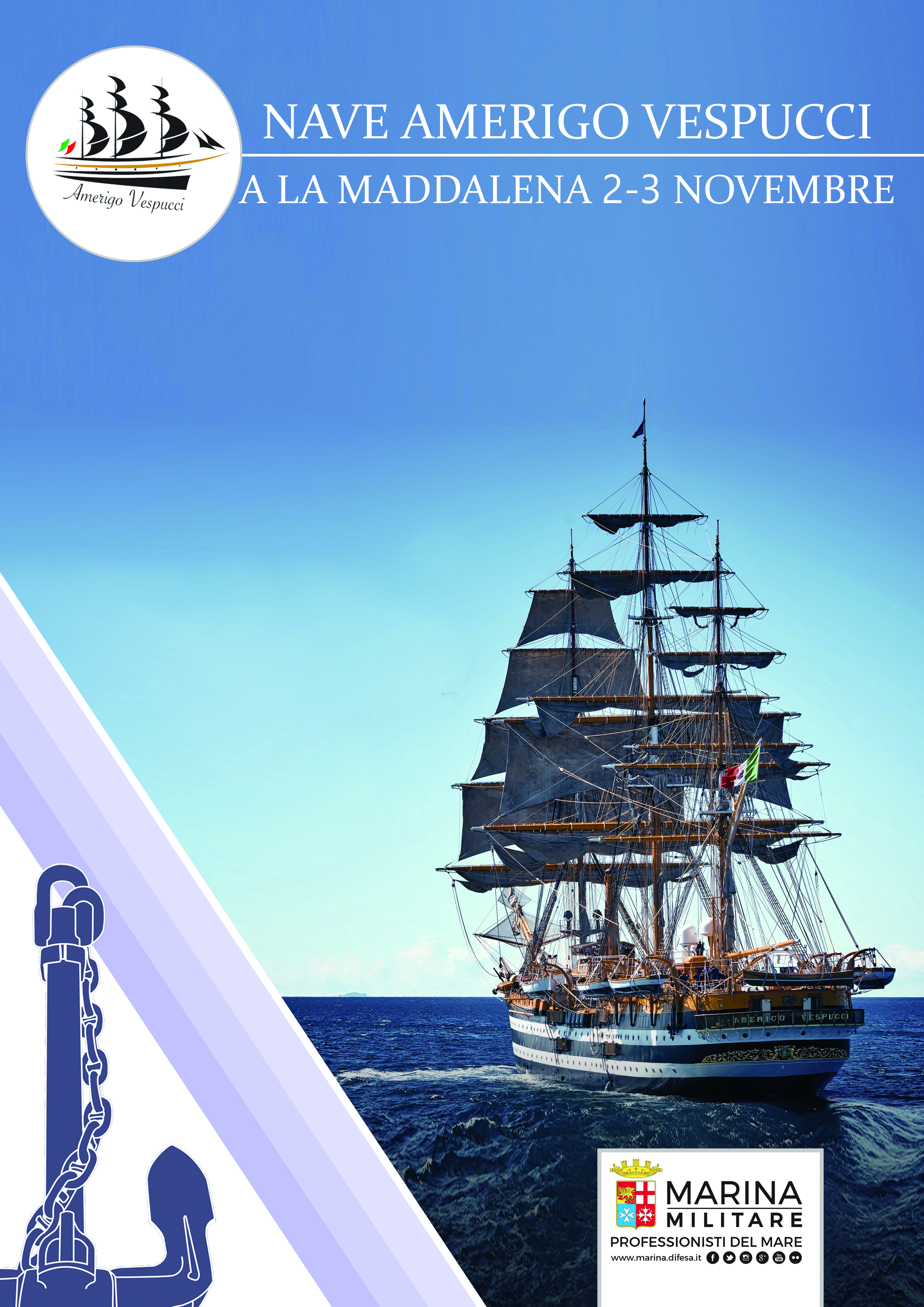 Marina Militare, la nave Vespucci in sosta a La Maddalena