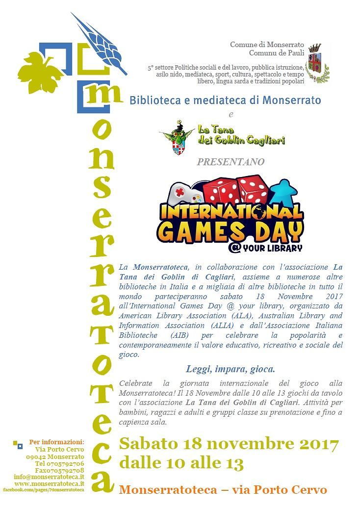 Monserrato, Giornata internazionale del gioco in Biblioteca