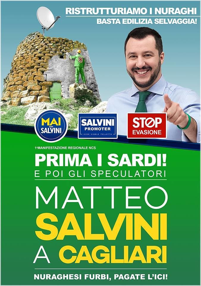 “Basta edilizia selvaggia, ricostruiamo i nuraghi!”, in rete spopolano fotomontaggi di Salvini
