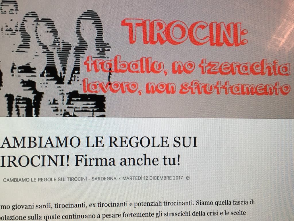 “Siamo giovani sardi, il tirocinio non è sfruttamento: traballu, no tzerachia!”