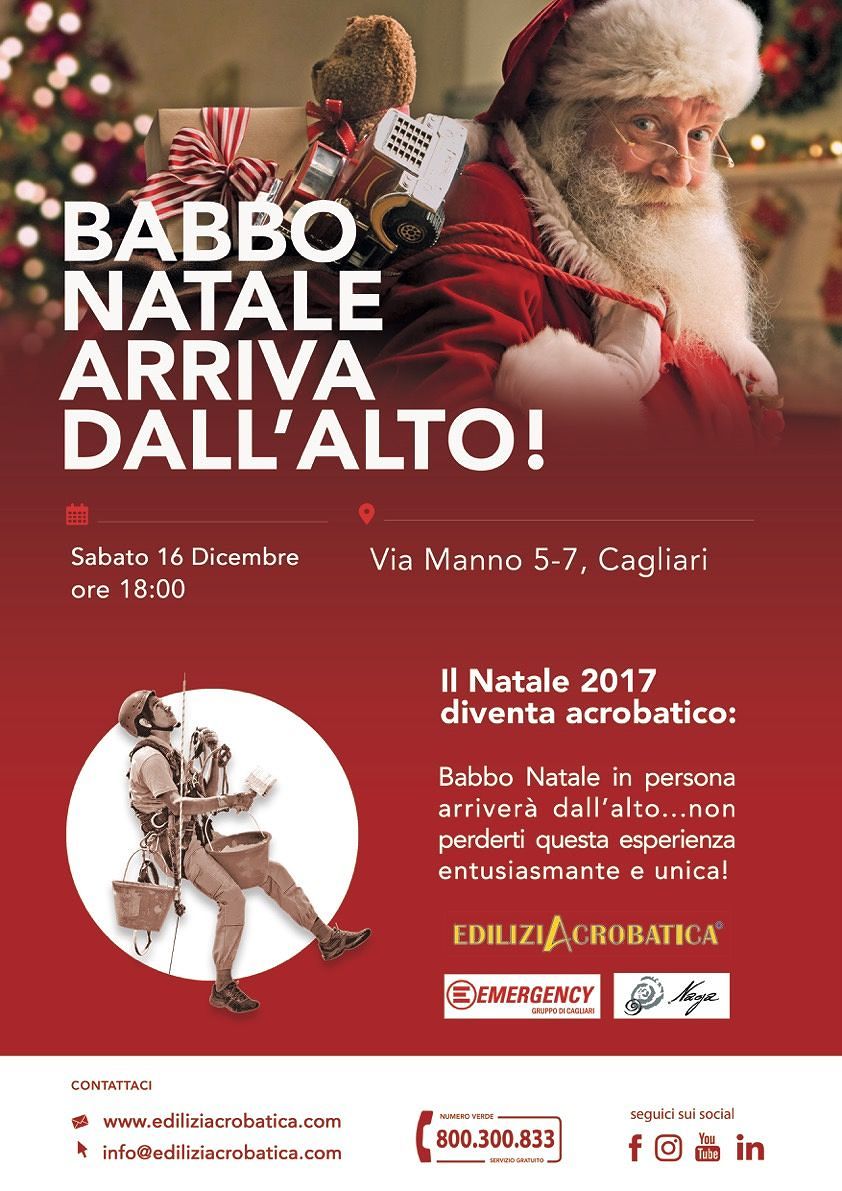 Cagliari, arriva Babbo Natale acrobatico per rilanciare lo shopping in via Manno
