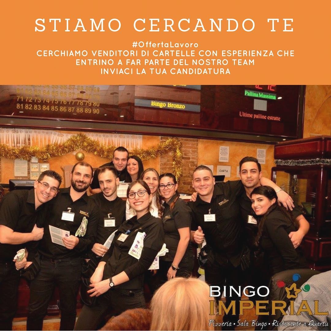 Quartu, assunzioni al Bingo Imperial per immediato inserimento nel team