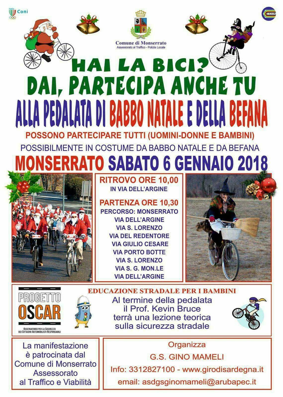 Babbo Natale e la Befana pedalano a Monserrato. Appuntamento il 6 gennaio
