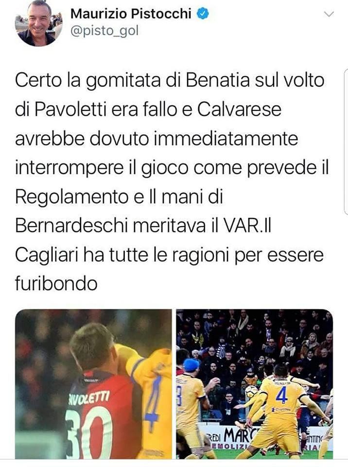 Cagliari-Juventus, bufera sull’arbitraggio: “Due regali ai  bianconeri”