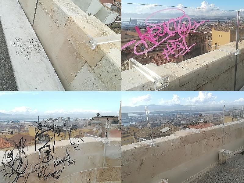 Cagliari, nuovo bastione già sfregiato tra scritte e marmi rotti: vandali scatenati