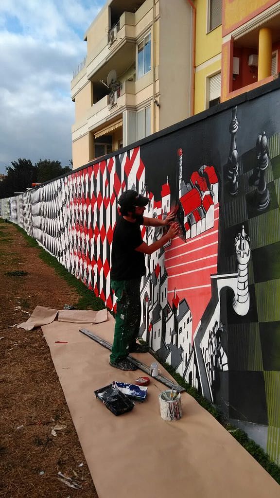 Assemini, murale da record di Davide Pils: lungo quasi 60 metri