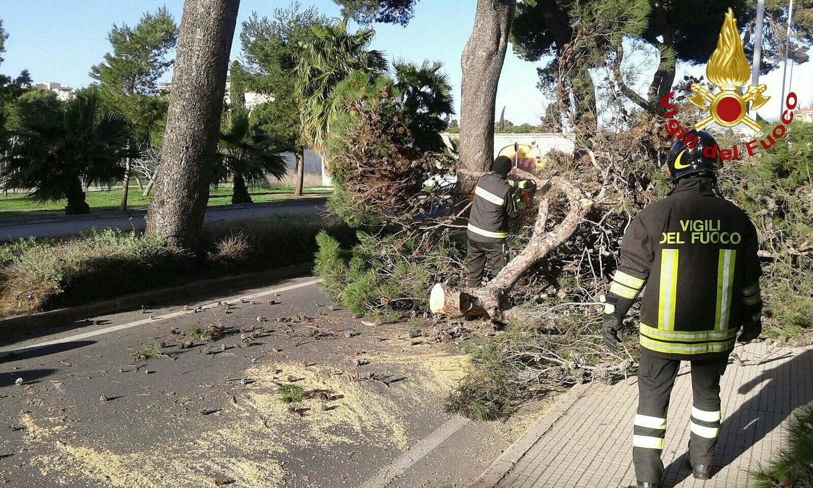 Il Maestrale spazza Cagliari: super lavoro per i vigili del fuoco