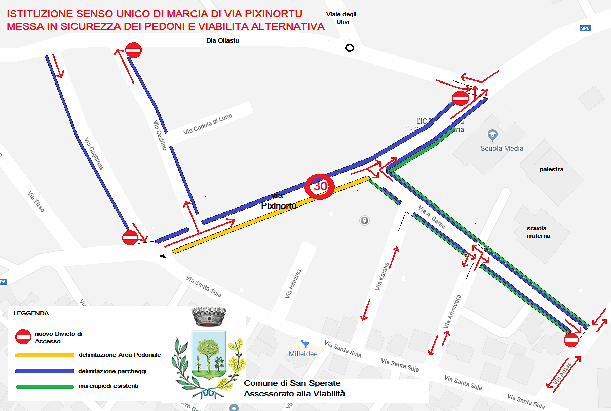 San Sperate, più sicurezza per i ragazzi che escono dalle scuole con la rivoluzione viabilità