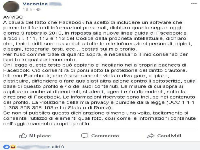 Cagliari, la bufala della privacy di Facebook: boom di condivisioni