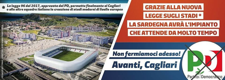 Pd replica a Puddu: “Nuovo stadio a Cagliari grazie al governo”