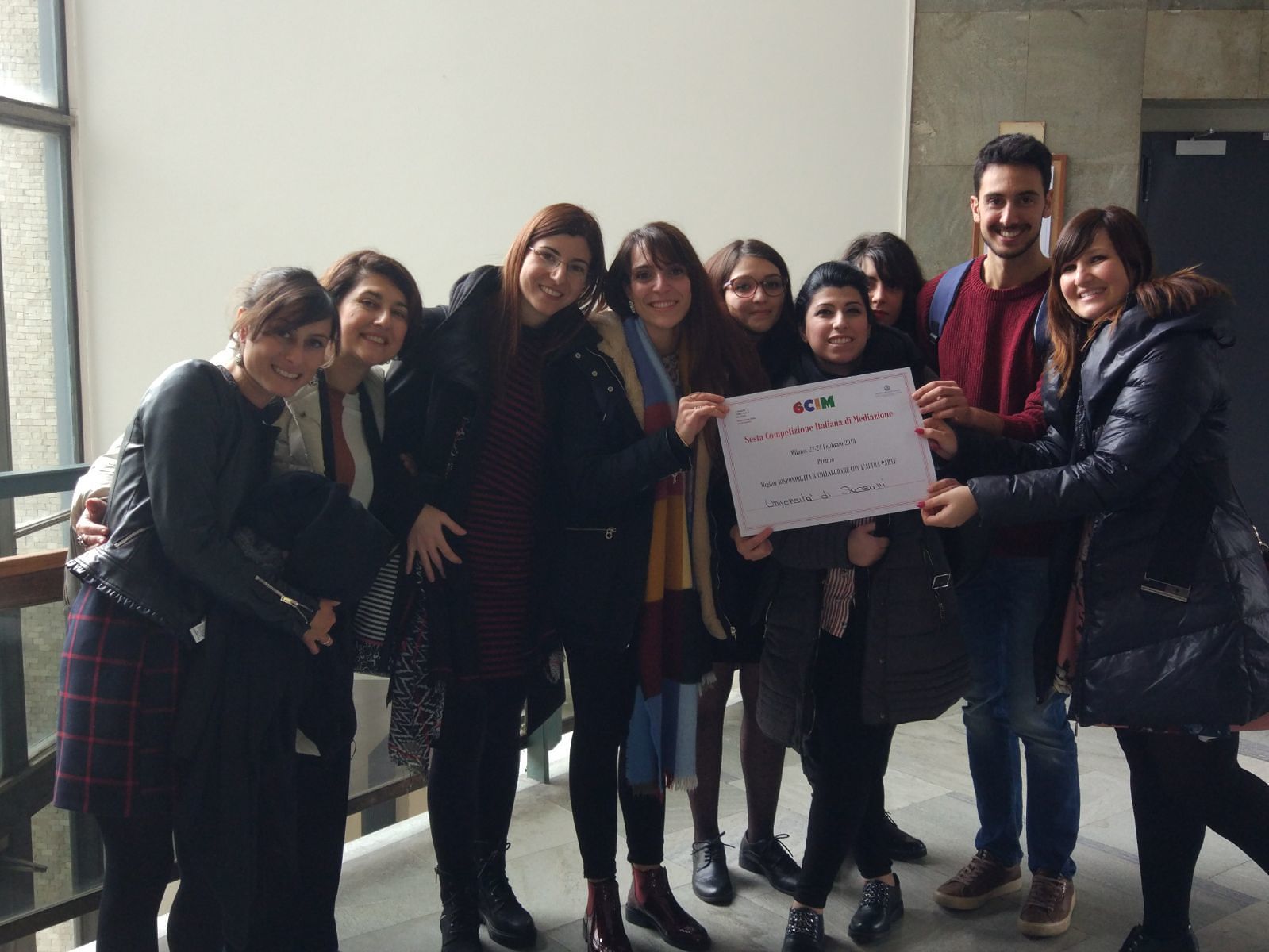 Squadra dell’Università di Sassari premiata per la disponibilità alla collaborazione