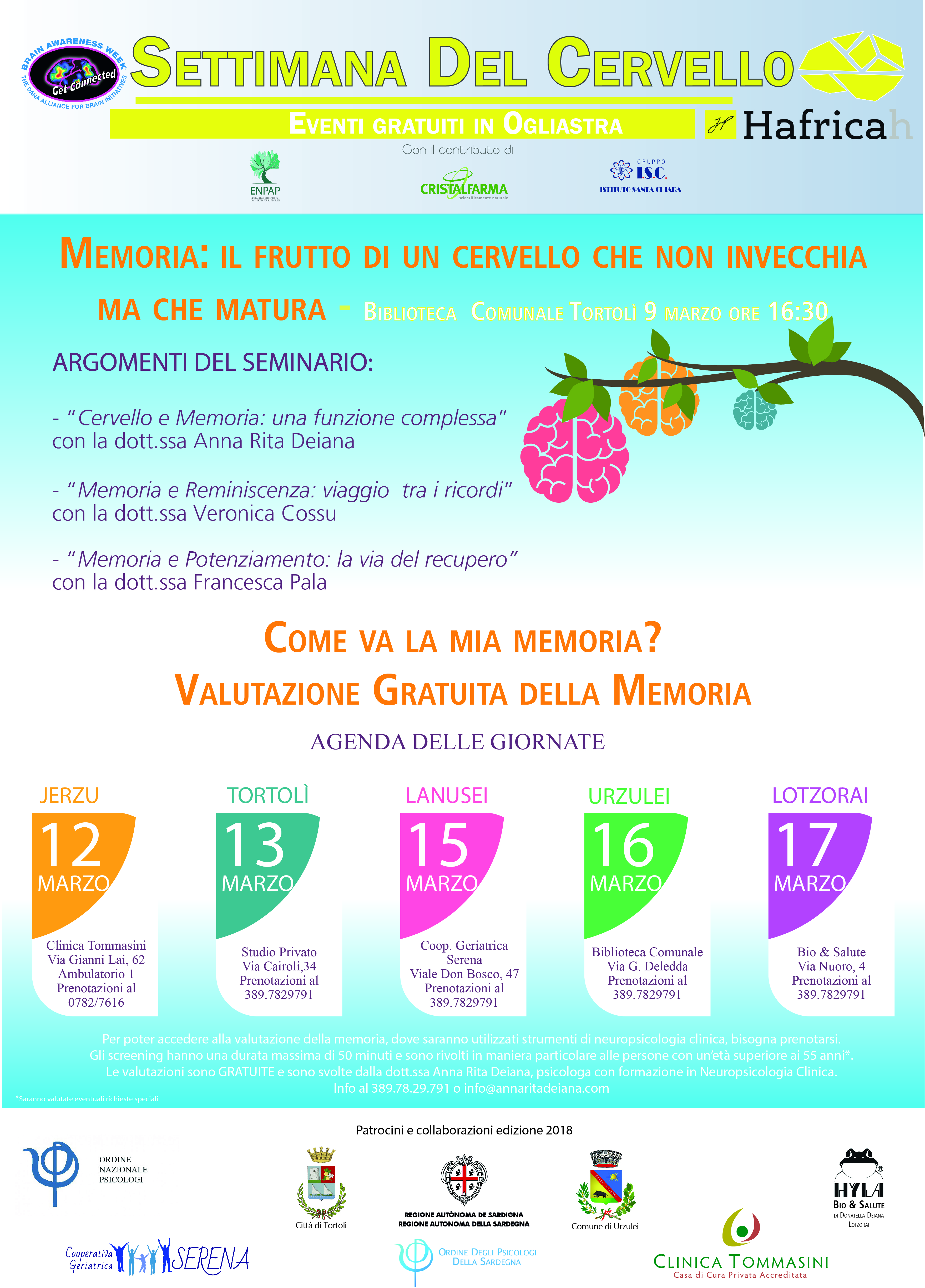 Settimana Mondiale del Cervello, Tortolì aderisce per il secondo anno all’iniziativa