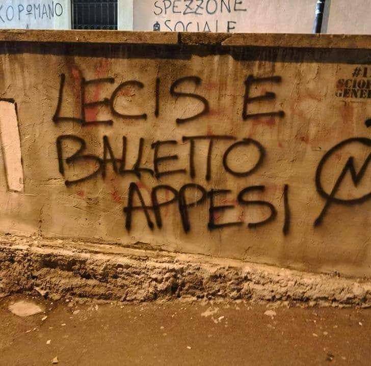 “Lecis e Balletto appesi”, a Cagliari spuntano scritte contro i candidati di CasaPound