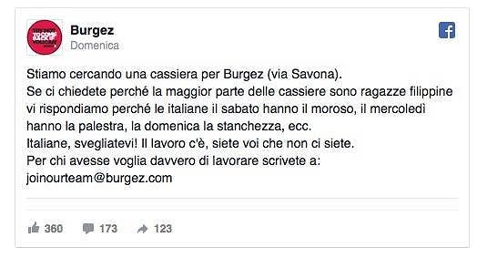 “Italiane, svegliatevi: assumiamo filippine perchè voi avete palestra e fidanzati”