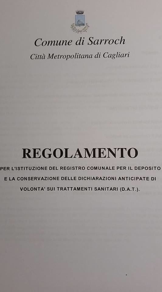 Sarroch dice sì al testamento biologico: registro approvato all’unanimità