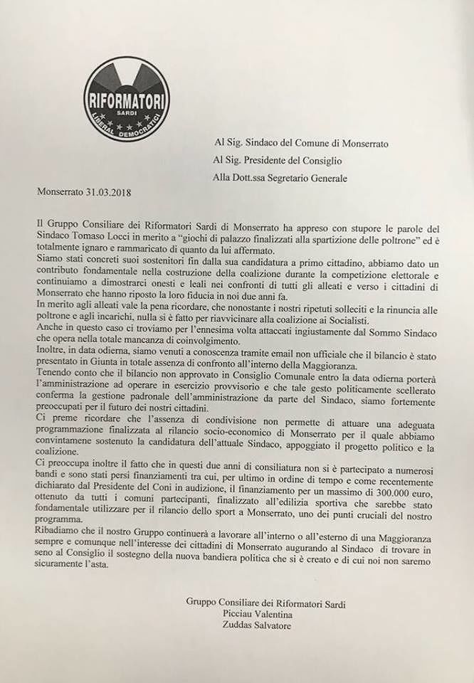 Monserrato, il siluro dei Riformatori che porta alle clamorose dimissioni del sindaco