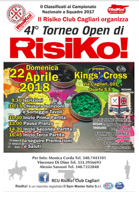 Settimana del Risiko a Cagliari: lunedì e giovedì Tour 4.0, domenica Torneo Open