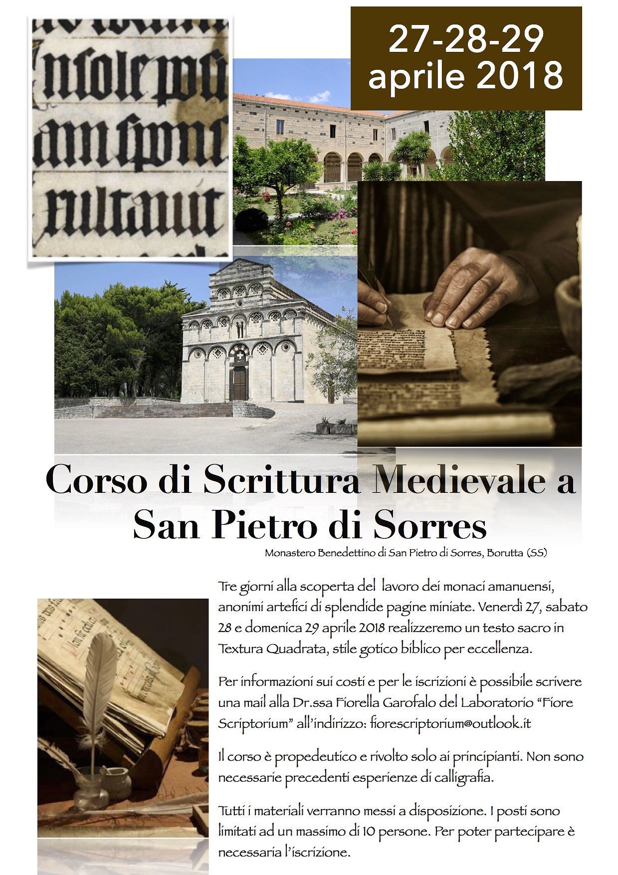 Sardegna: Corso di Scrittura Medievale a San Pietro di Sorres, ultimi posti disponibili