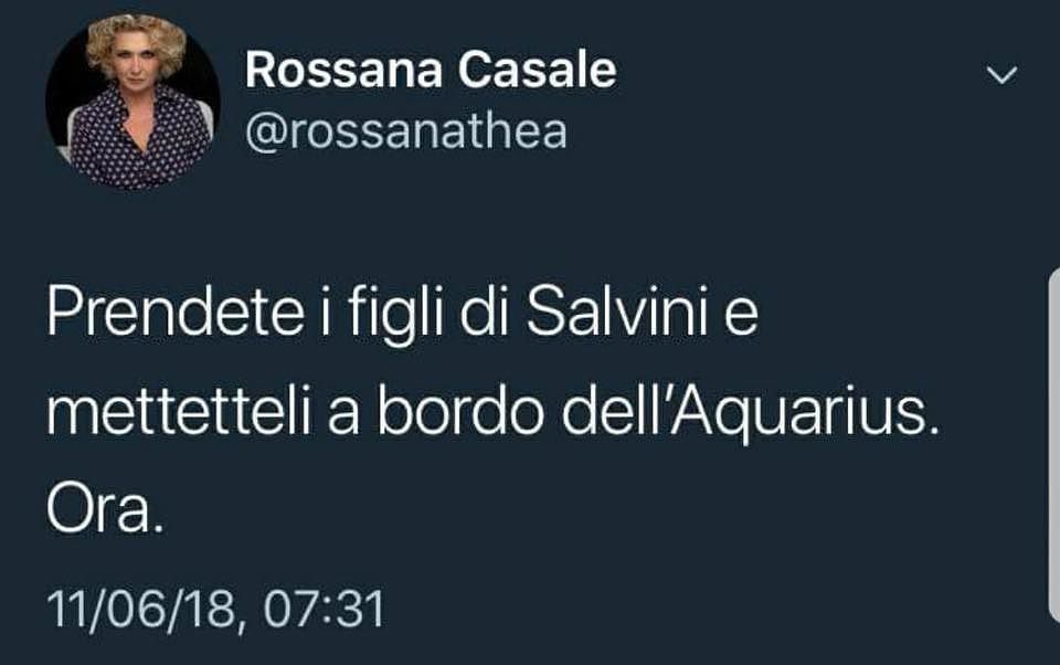 Rossana Casale: “Mettete i figli di Salvini sull’Aquarius”. Il ministro: “Vergogna”