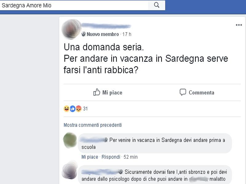 “Sardegna amore mio” finalmente nel mirino di Facebook: censurati i post con insulti ai sardi