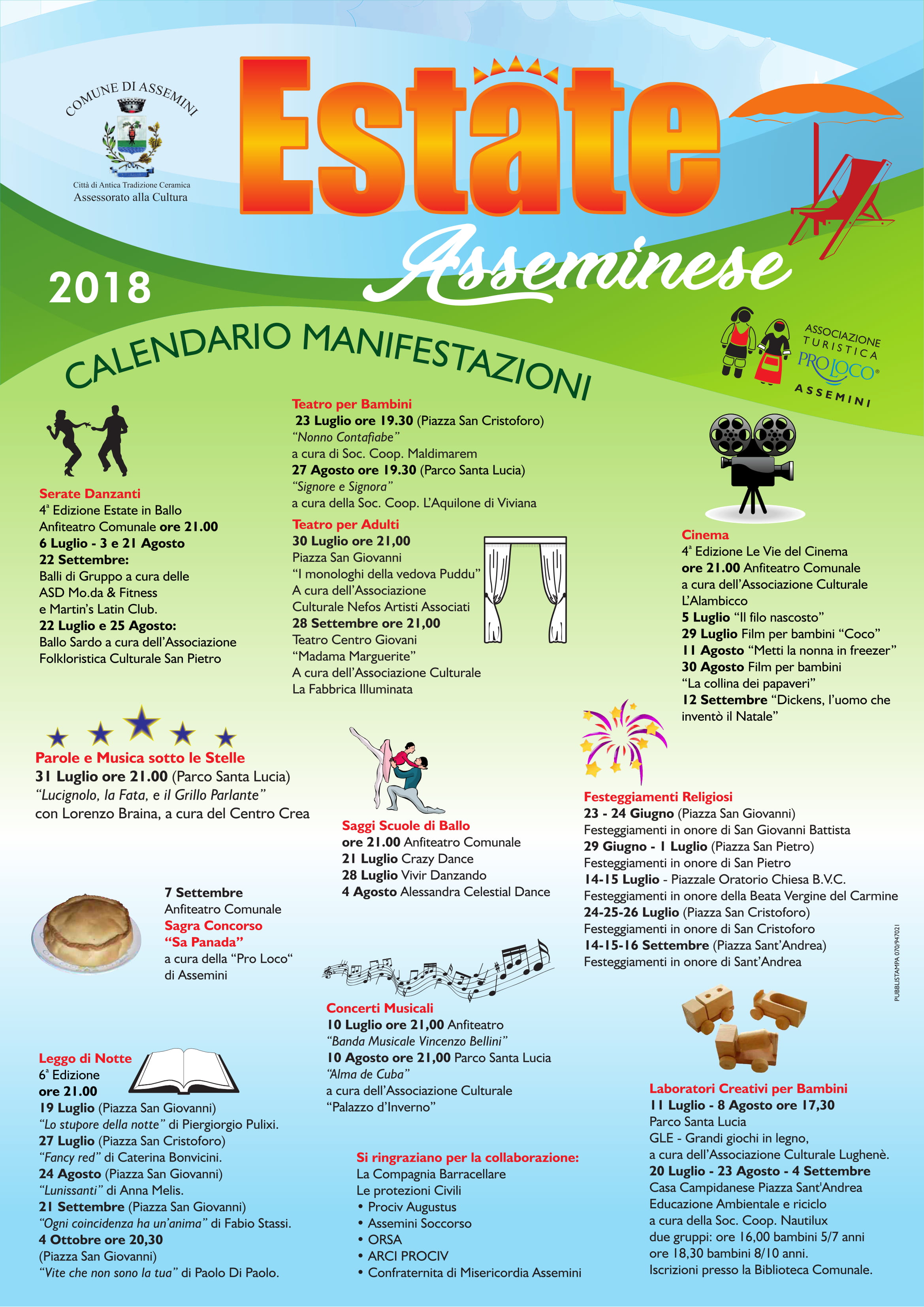 “Estate Asseminese 2018” al via: il cartellone degli eventi