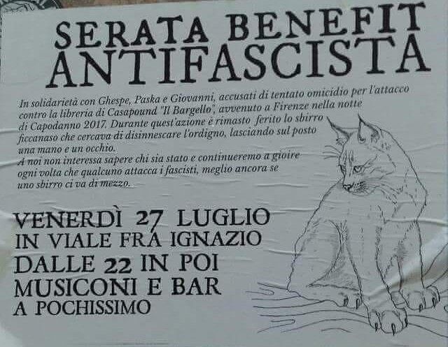 Manifesto choc a Cagliari: “Sì agli attacchi ai fascisti, meglio se ci va di mezzo lo sbirro”