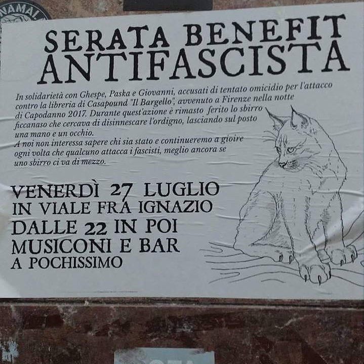 Cagliari, festa antifascista contro “gli sbirri”: “Tuteliamo anche voi disadattati”