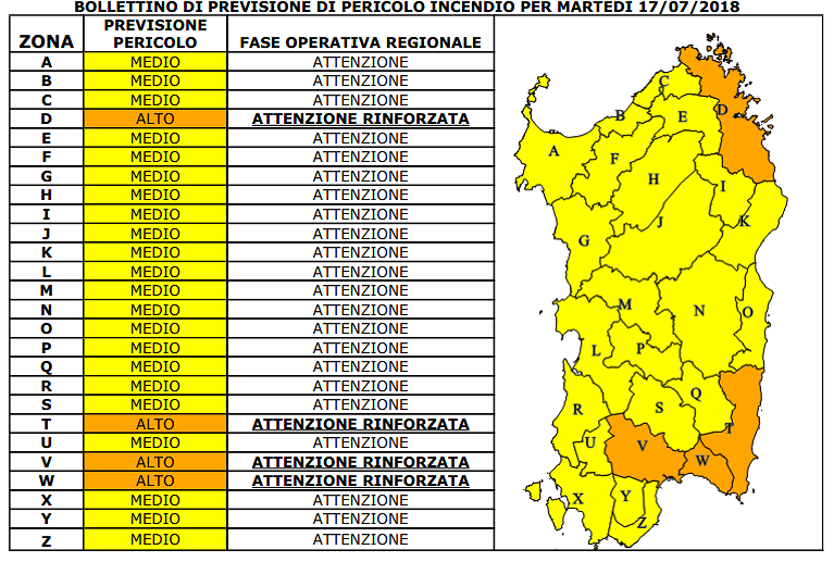 Sardegna, il bollettino della Protezione Civile per rischio incendi: alto nel Cagliaritano