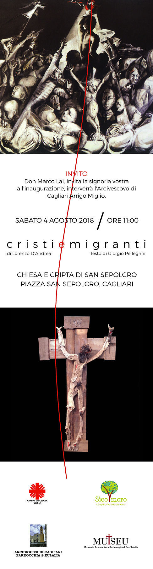 “Cristi e migranti”, mostra di Lorenzo D’Andrea nella chiesa del Santo Sepolcro a Cagliari