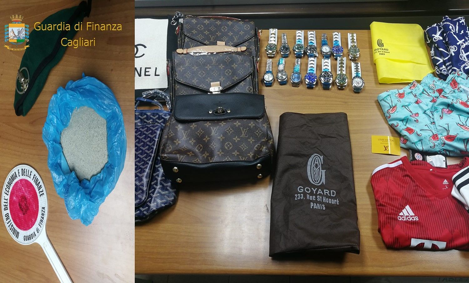 Blitz dei Finanzieri a Costa Rei e Orrì: merce contraffatta e in un’auto oltre 1kg di sabbia depredata