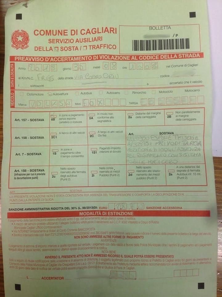 Cagliari, beffa tecnologica al parcheggio: “Multata ma avevo il ‘gratta e sosta’, è illegale”