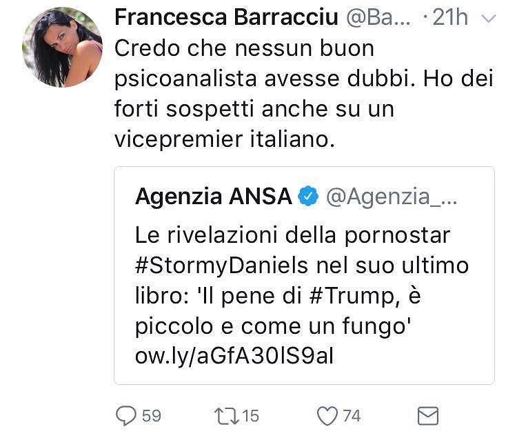 “Trump ha il pene piccolo”. Barracciu: “Sospetti anche su un vicepremier italiano”