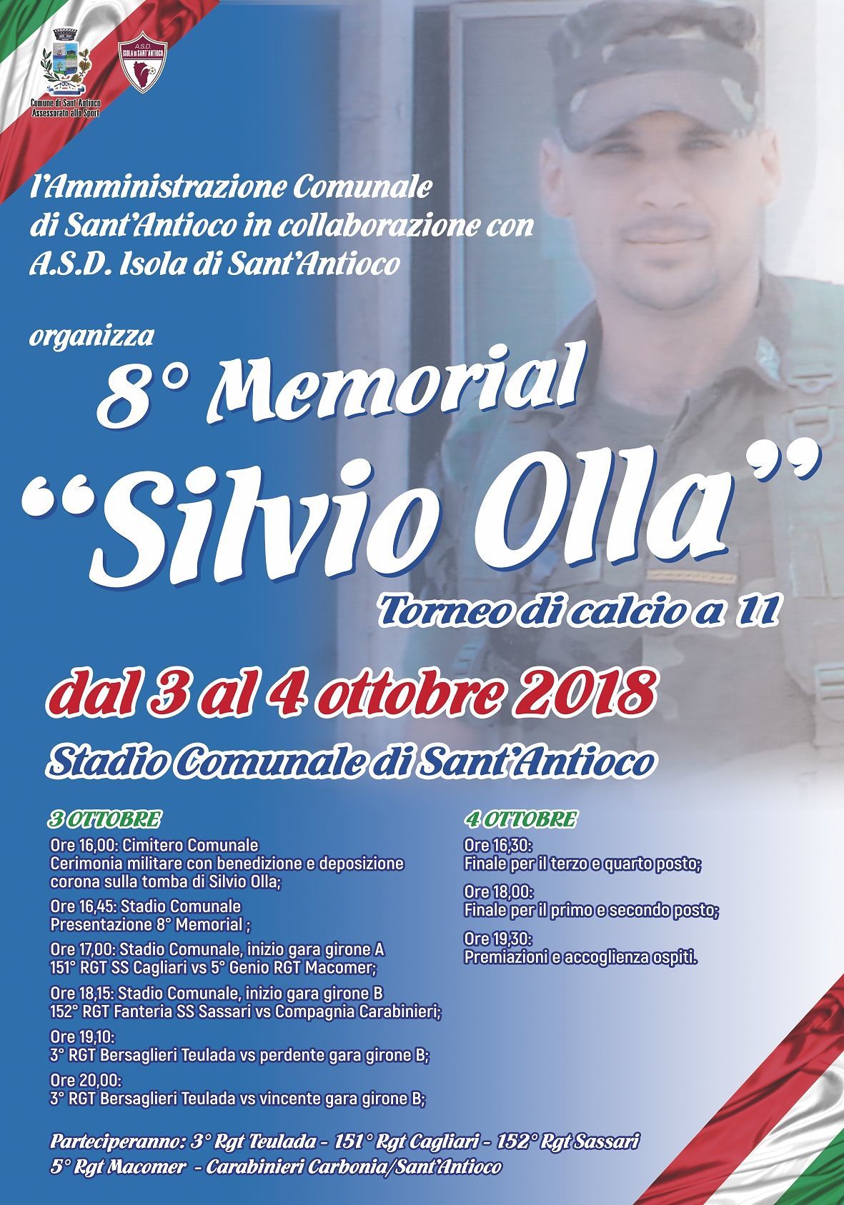 Sant’Antioco, Ottavo Memorial Silvio Olla dal 3 al 4 ottobre