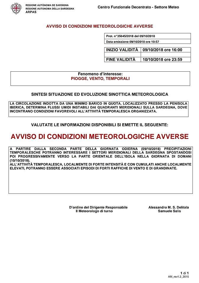 Raffiche di vento, temporali e grandinate, particolare rischio dalle 21 di oggi nel Sud Sardegna