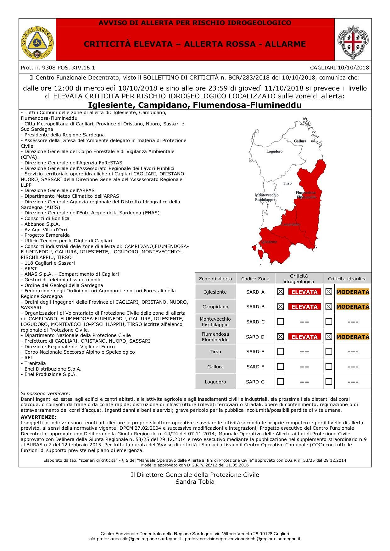 Allerta rossa in tutto il Sud Sardegna, ecco la mappa del pericolo: “Rischi altissimi”