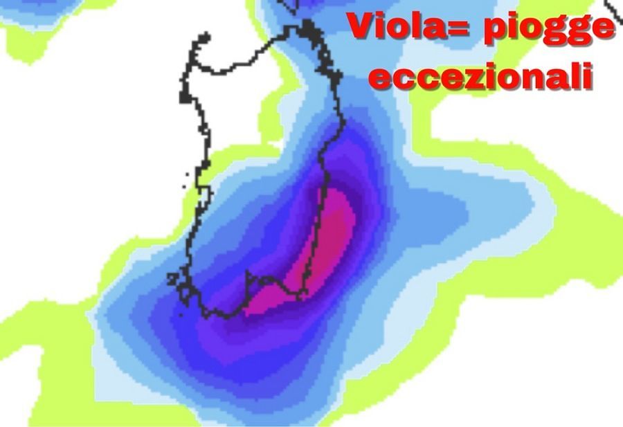 Piogge eccezionali sulla Sardegna, l’allarme di IlMeteo.it: “Stanotte picchi di rara intensità”