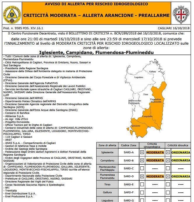 Attenzione: l’allerta da gialla diventa arancione, temporali di forte intensità su Cagliaritano e Iglesiente