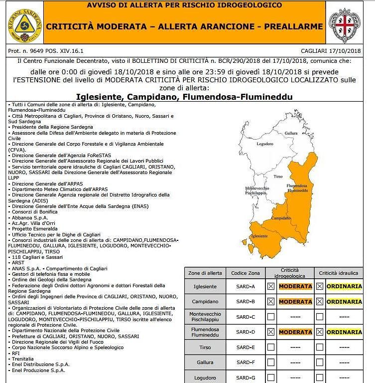 Ondata di maltempo su mezza Sardegna, altre 24 ore di allerta arancione