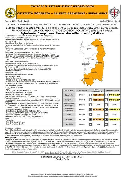 Attenzione: scatta l’allerta arancione per oggi e domani su Cagliari, Campidano, Iglesiente e Gallura