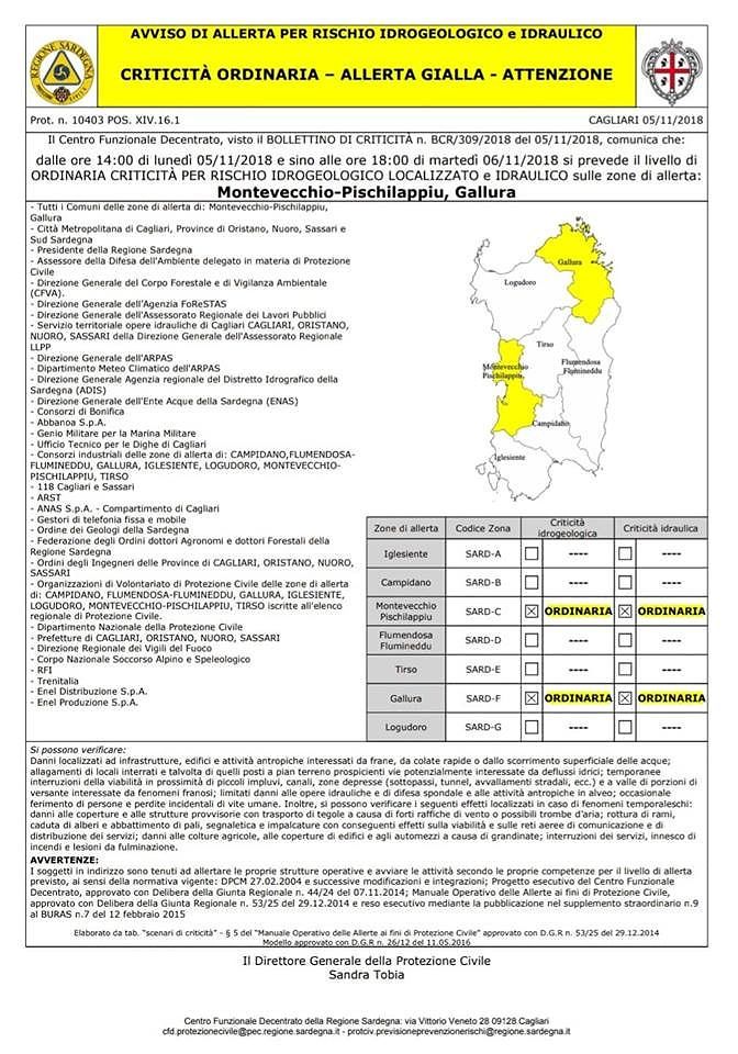 Nuova allerta gialla in Sardegna sino alle 18 di domani: ecco le zone coinvolte dal nuovo rischio maltempo