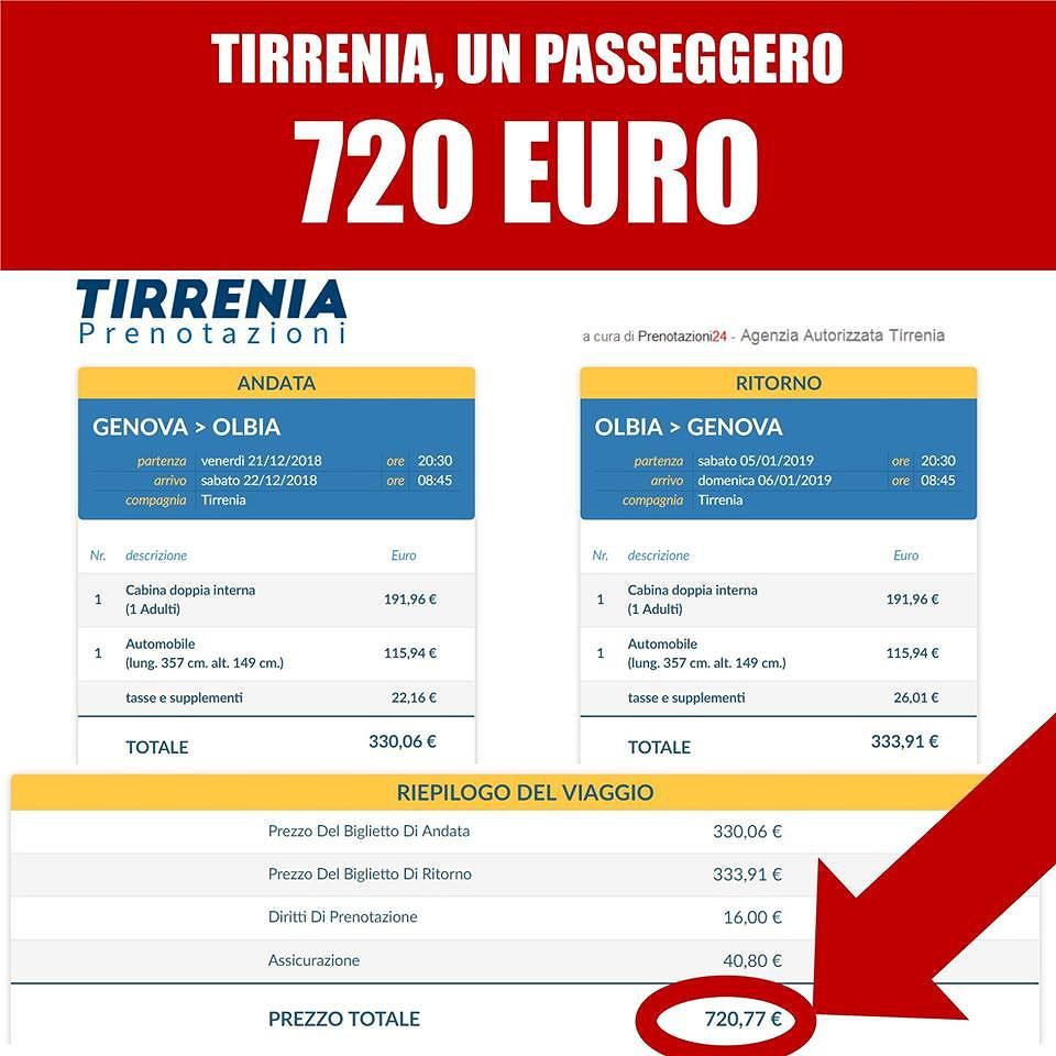 Tirrenia, Pili: “700 euro per un solo passeggero. Andare in Sardegna è roba da nababbi”