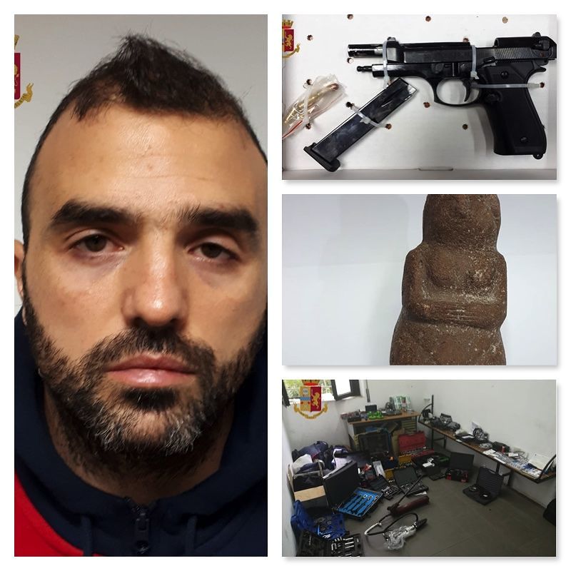 Pistole, marijuana ed esplosivo: ecco la “santabarbara” custodita da Davide Sau a Is Mirrionis