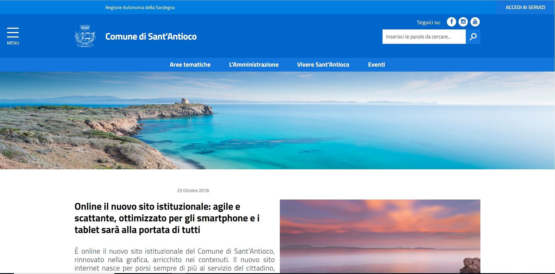 Sant’Antioco, è online il nuovo sito istituzionale