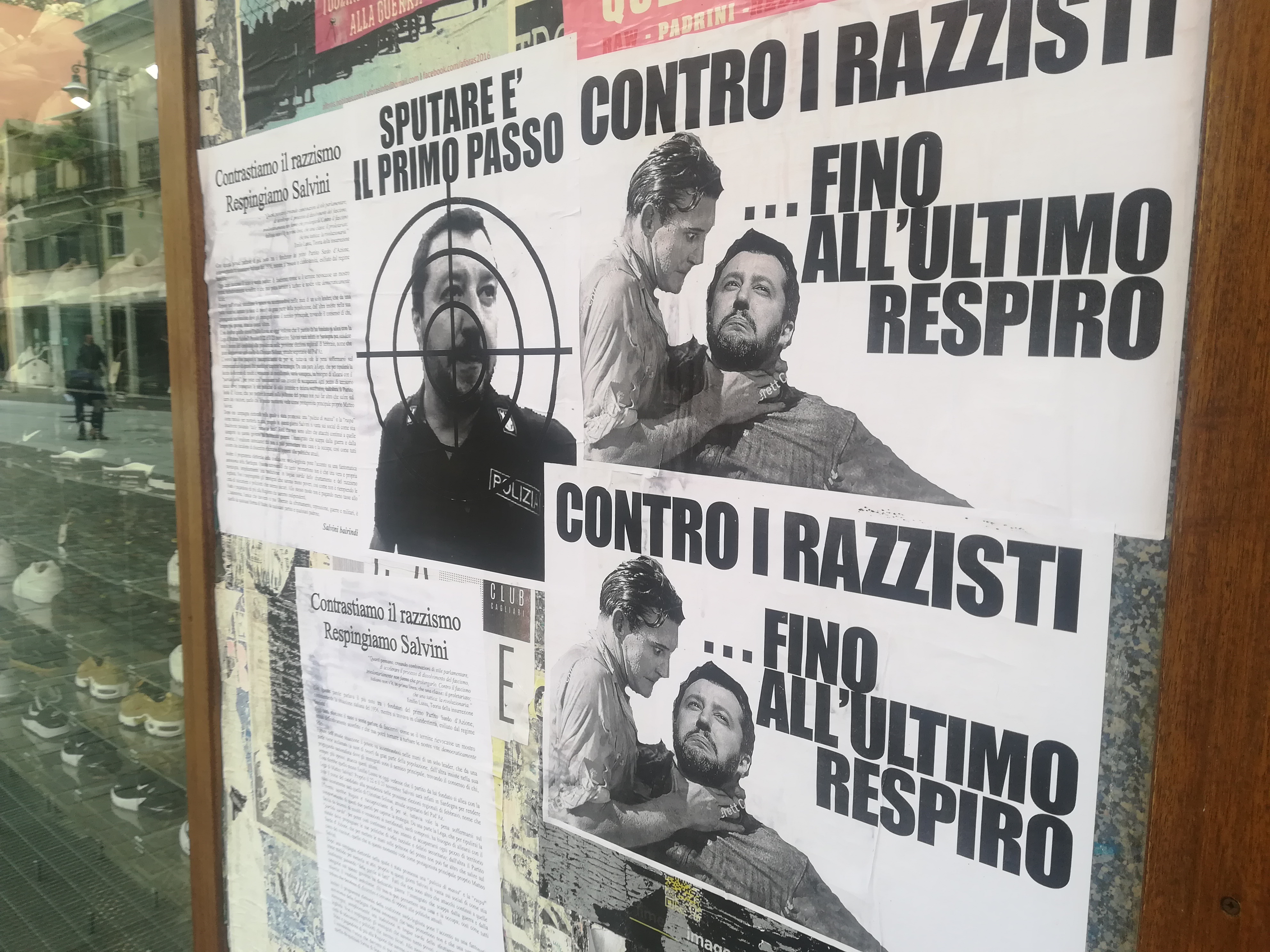 Salvini a Cagliari, volantini con minacce di morte: “Contro i razzisti… sino all’ultimo respiro”